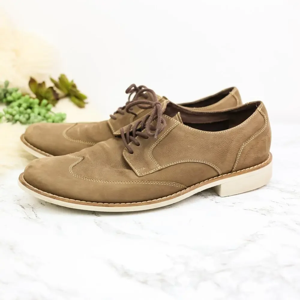 Cole Haan Tan Nubuck Leather Wingtip Oxford Dress Shoes Size 11.5 Men's
